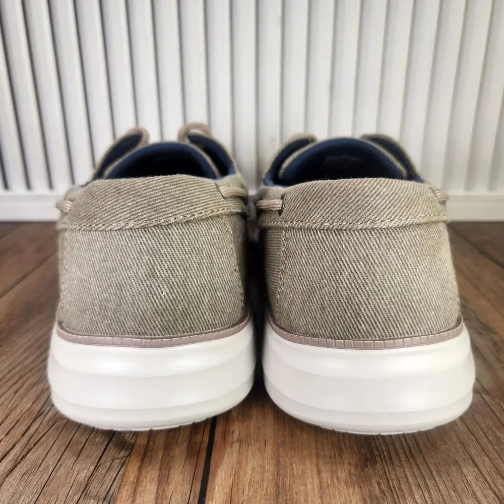 Skechers Concept 3 Men Sz 10.5 Khaki Canvas Memory Foam Casual Boat Shoes 244005